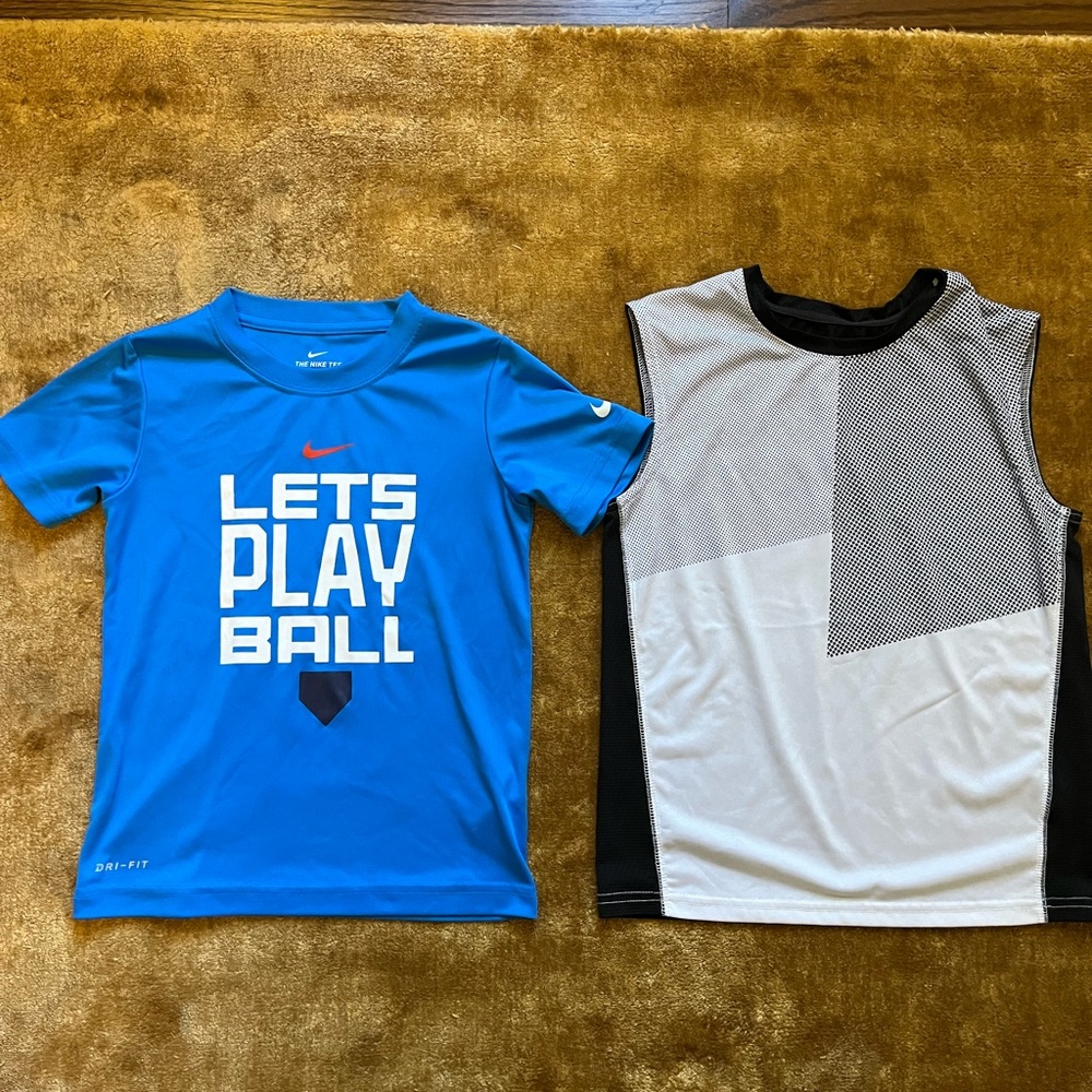 Nike baseball shirt and mta sleeveless baseball shirt both size 6-7